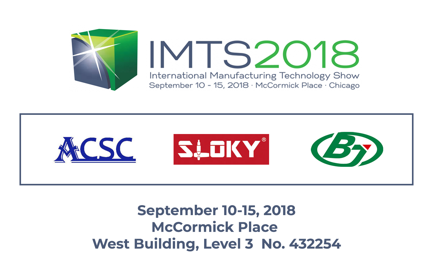 Sloky will attend IMTS 2018 in Chicago